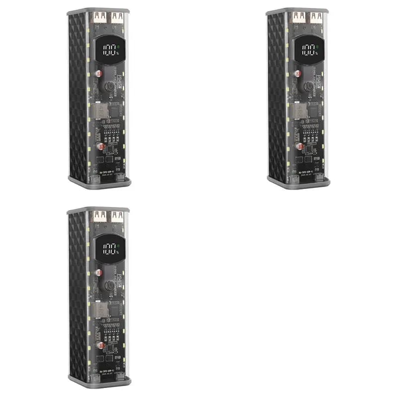 AS95-3X 8 Slots 18650 DIY Power Bank Case PD 45W Fast Charging DIY Battery Box Cell Holder Shell No Soldering Black