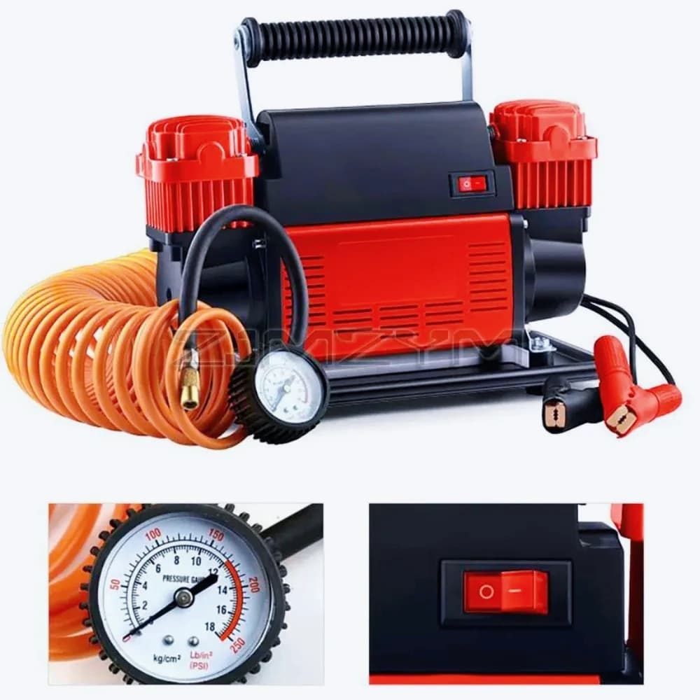 Compressore d'Aria Portatile Z45, Gonfiatore per Pneumatici Auto, Pompa d'Aria a Doppio Cilindro 780W ad Alta Potenza e Alta Pressione con Orologio Meccanico