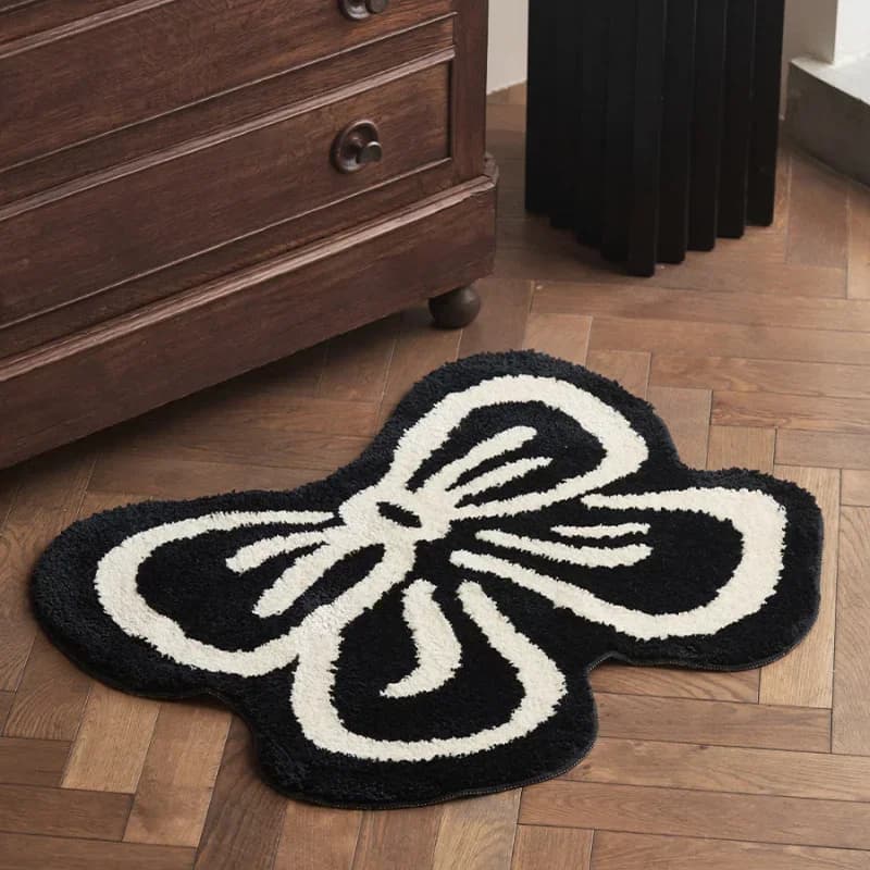 Cartoon Bedding Carpet Bowknot Soft Mat Bowknot Irregular carpet for living room Shaggy Zerbino Cute decor
