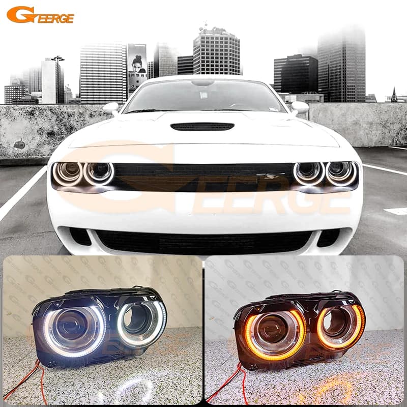 For Dodge Challenger 2015 2016 2017 - 2022 2023 Ultra Bright A/W Switchback Daylight LED Light Angel Eyes Kit Halo Rings