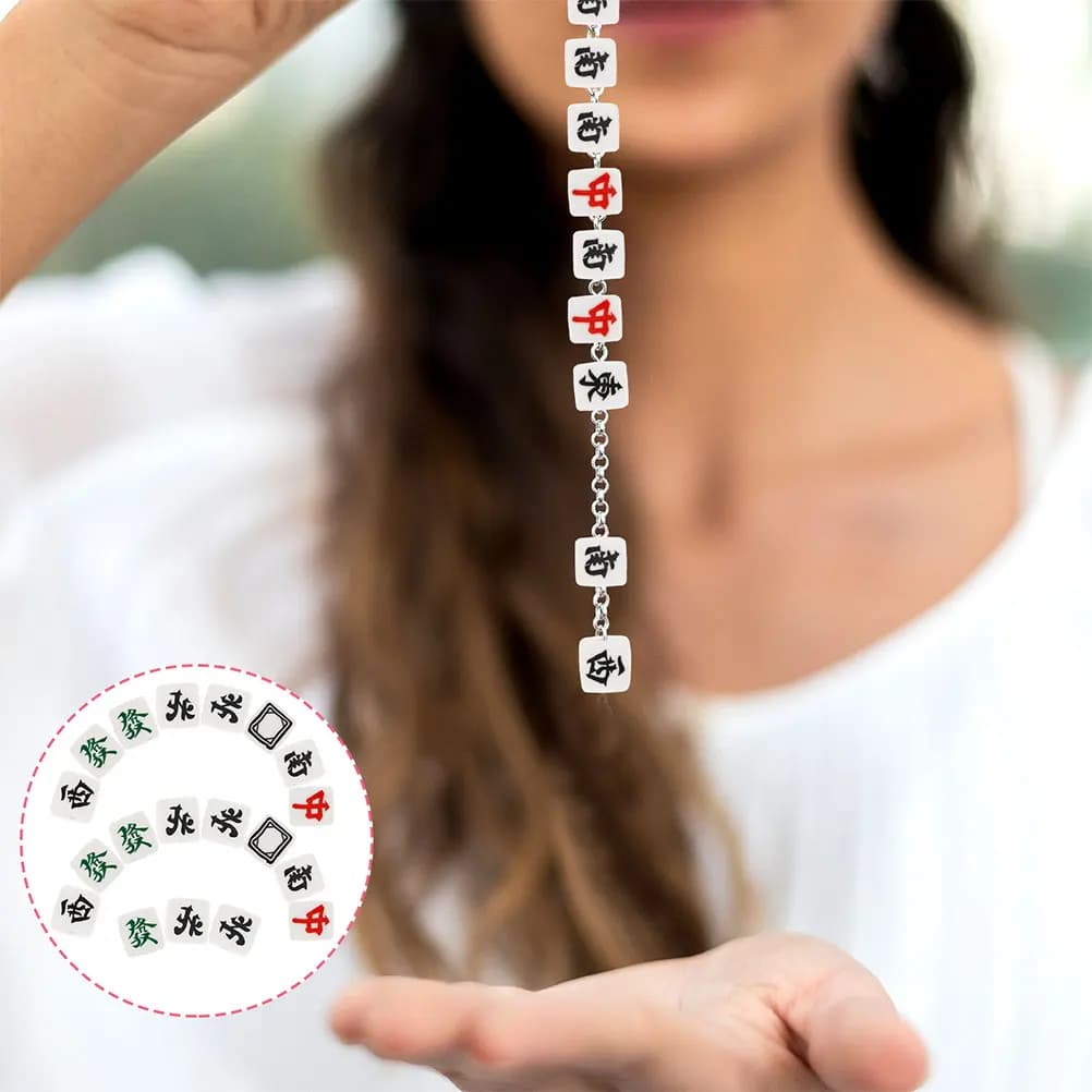 50 pezzi di piastrelle Mahjong, ciondoli unici in argilla per braccialetti fai da te, collane, creazione di perline in argilla polimerica, fori preforati, colori vivaci