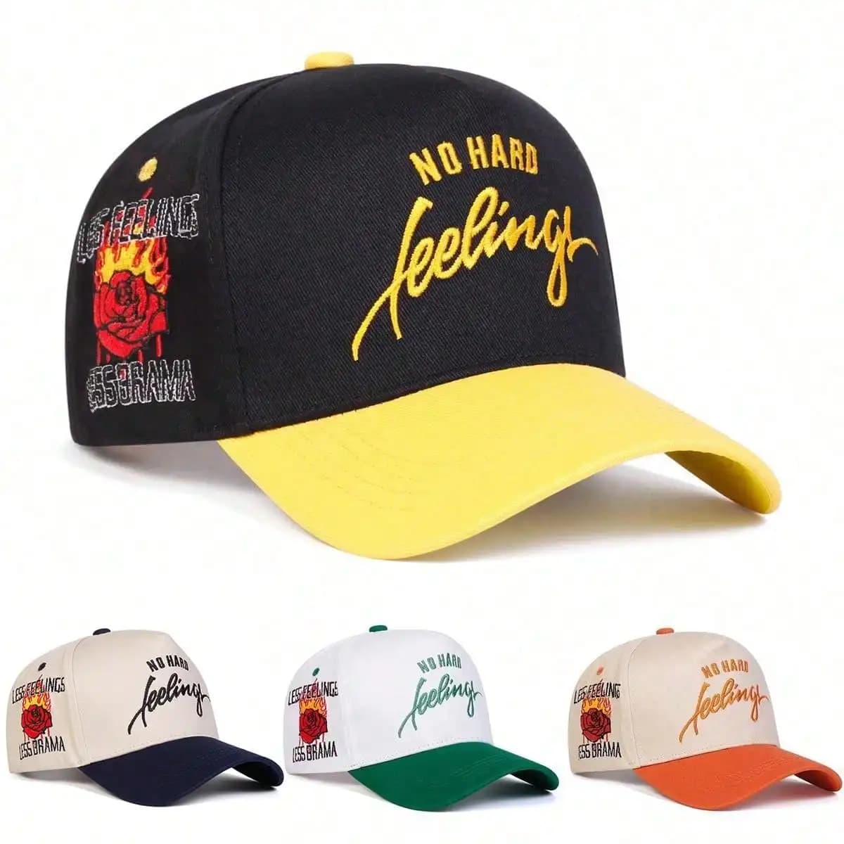 Unisex NO HARD Embroidery Side Rose Baseball Caps Spring Autumn Outdoor Adjustable Casual Hats Sunscreen Hat