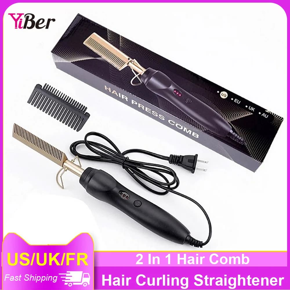 Multi-functional hot comb hair plate for wigs Heater comb anti-scopping tool for smoothing hair Wet and dry
