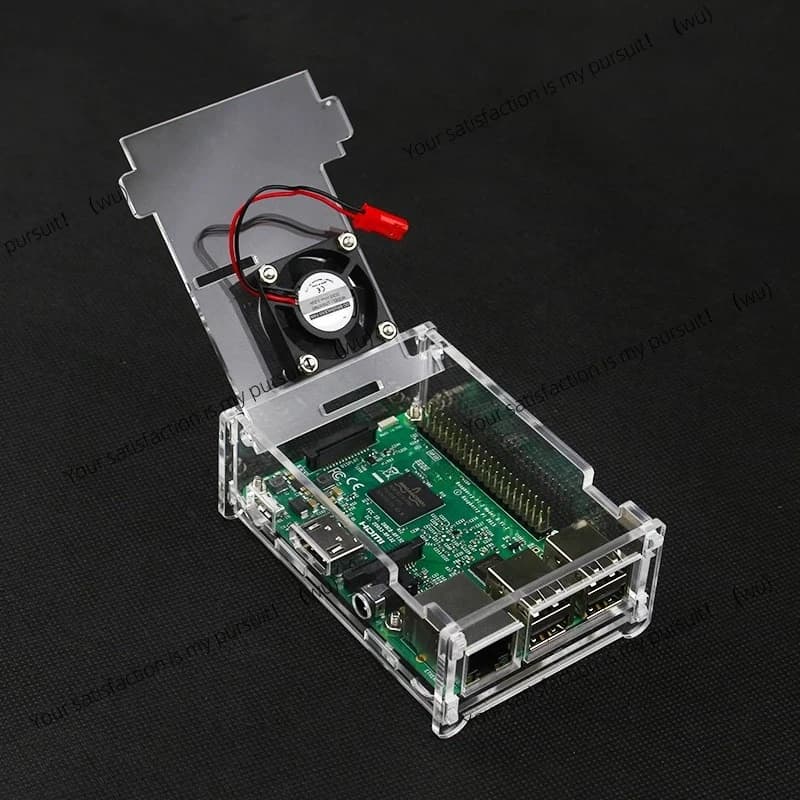 Acrylic Case Transparent Case for Raspberry Pi 3 Model B + 3B, Cooling Fan for Raspberry Pi 3B +