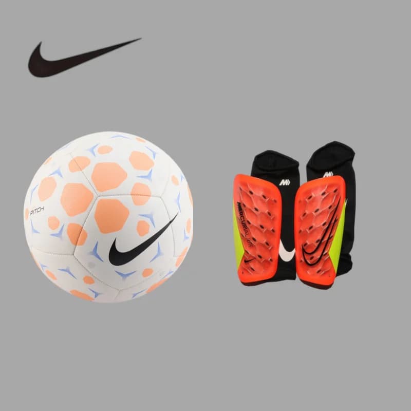 Nike Casual Game Combo No.5 Football With M Size Lightweight Shin Guard AccessoryHV6249-104+DN3611-830
