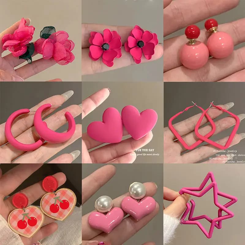 Vendite calde Orecchini d'amore rosso rosa temperamento femminile design di nicchia Orecchini Spice Girl Orecchini bianchi dopamina