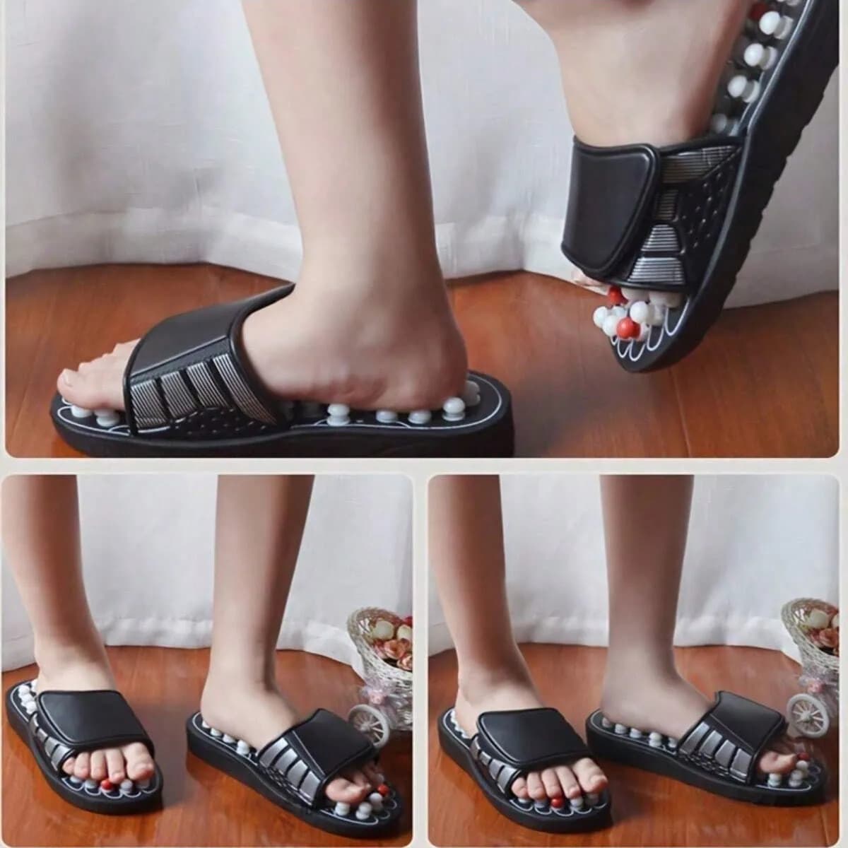 Un paio di pantofole per massaggio dei punti di agopuntura per uomini e donne, scarpe per massaggio dei piedi rotanti in stile cinese, stile unisex