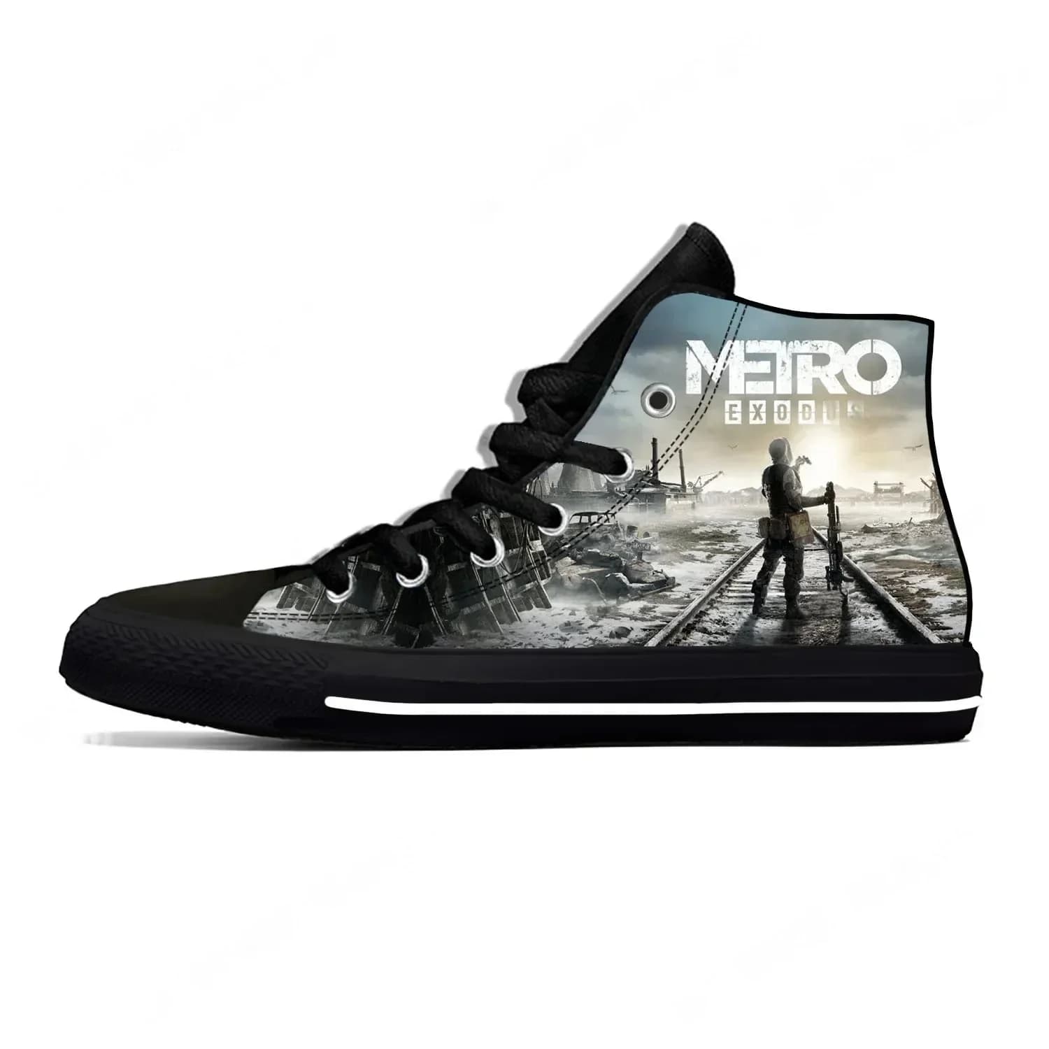 Game Metro Exodus Sneakers alte con stampa 3D da uomo, da donna, per adolescenti, scarpe casual, scarpe da corsa in tela, scarpe leggere e traspiranti