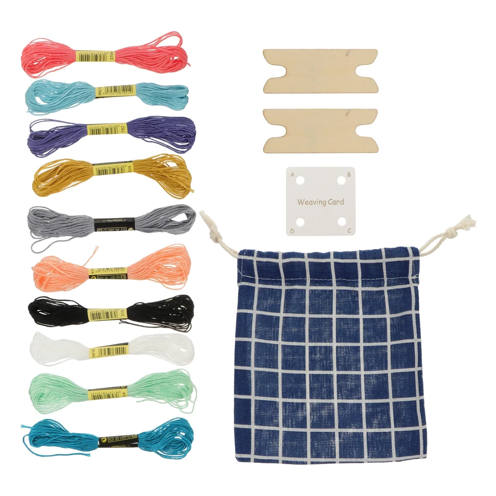 1Set Weaving Tools Paper Loom Cards Shuttle Threads Cloth Bag DIY Rope Weaving Kit Craft Supplies Suitable for Loom