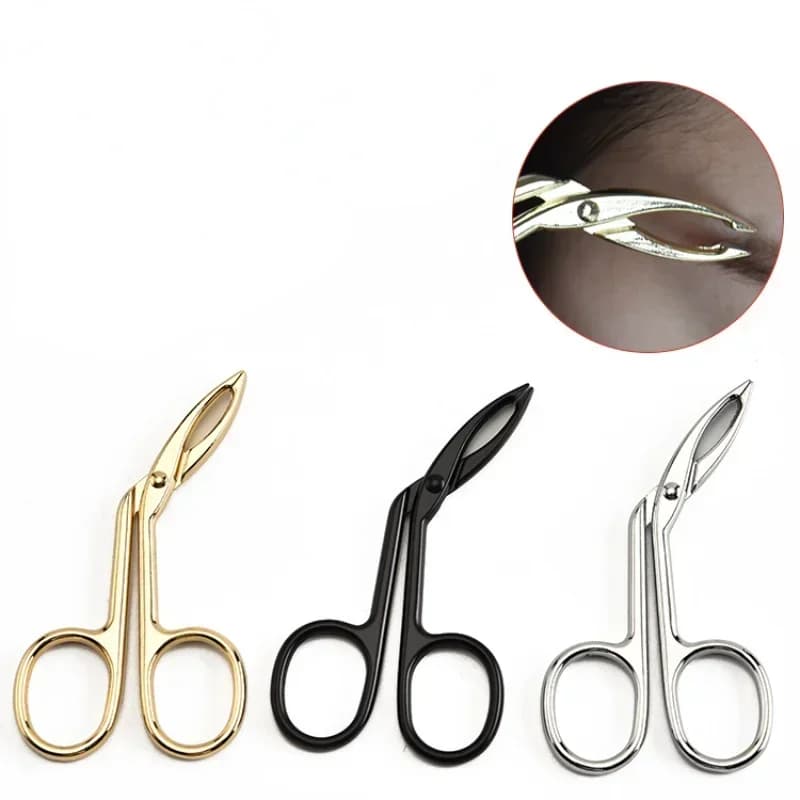 Pinze per sopracciglia a gomito in acciaio inossidabile Clip forbici pinzette a punta dritta strumenti di bellezza per il trucco professionale per spiumatura del sopracciglio