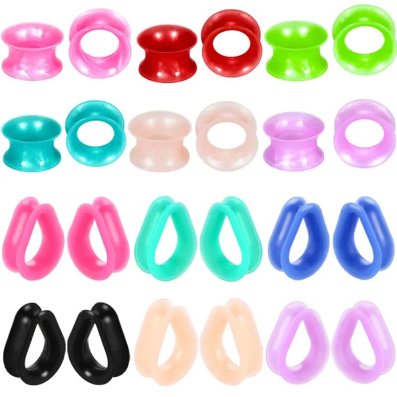 Tappi per auricolari in Silicone a goccia da 2 pezzi e carne a Tunnel 4-30Mm Set di misuratori per le orecchie con Piercing per orecchini a doppia barella per orecchio svasata