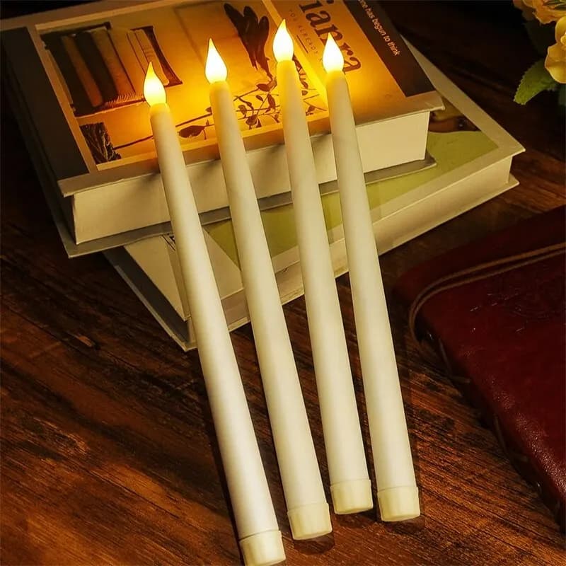 Candele coniche tremolanti a LED senza fiamma Candele a stoppino 3D Lampada con telecomando Luci da tè Decorazioni per la casa di nozze Funziona a batteria