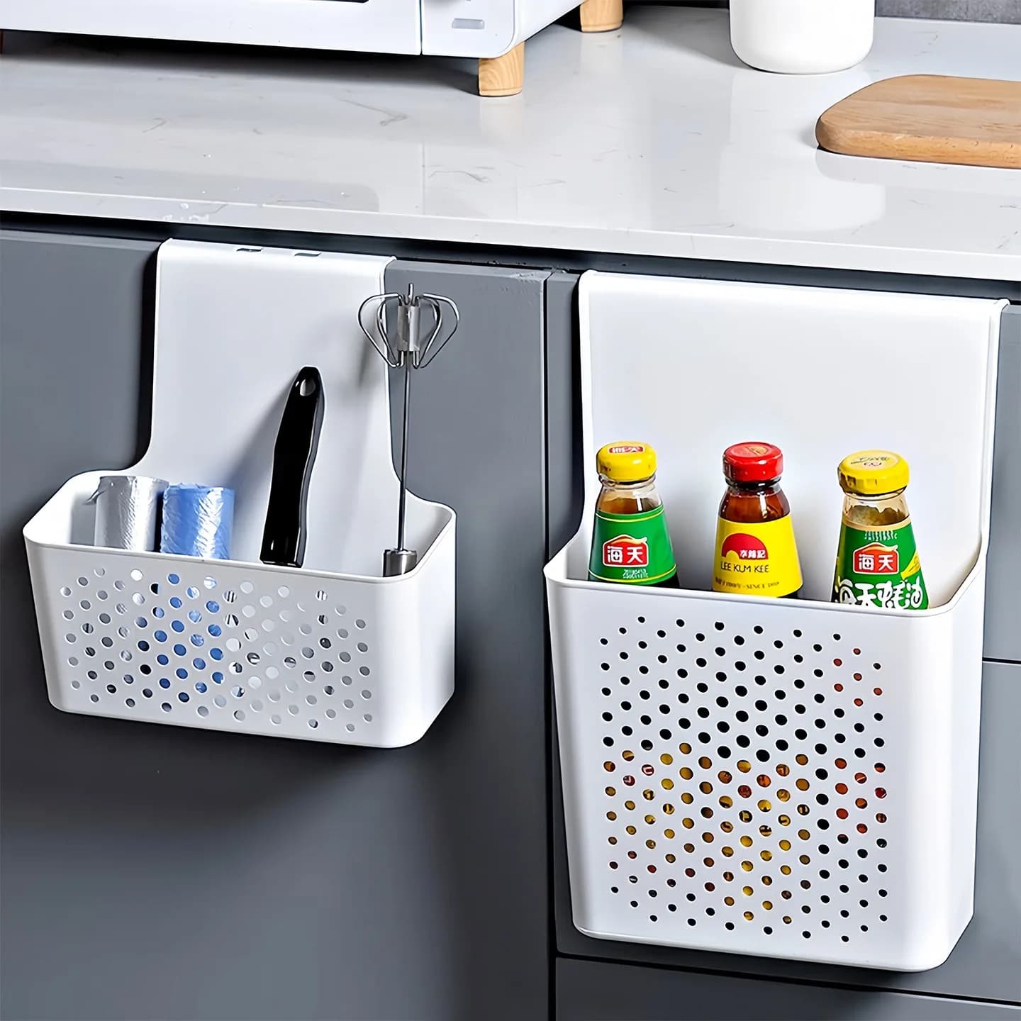 Cesto e Scaffale Interno per Ante di Armadi da Cucina, con Gancio per Appendere Dietro la Porta, Cestelli per Ante di Armadi da Cucina