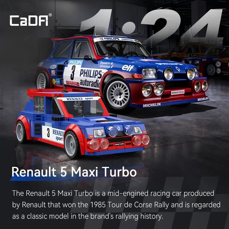 CaDA 1:24 Building Blocks Set di auto Renault Super Sports Car Retro Car Mattoni Bithday Regalo di Natale per ragazzi adulti