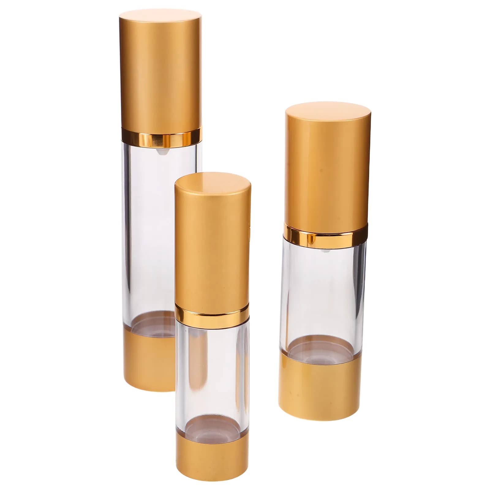 Set di 3 Flaconi Sottovuoto Multiuso, Contenitori per Lozioni Ricaricabili, Bottiglie da Viaggio con Pompa 15Ml 30Ml 50Ml, Flaconi Airless per Fondotinta