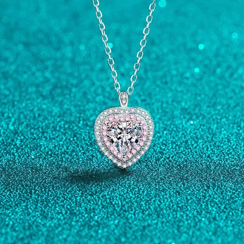 Ciondolo d'amore da donna con diamanti intarsiati in oro 18 carati Pt950 collana in moissanite intarsiata in platino catena con lucchetto in oro rosa platino