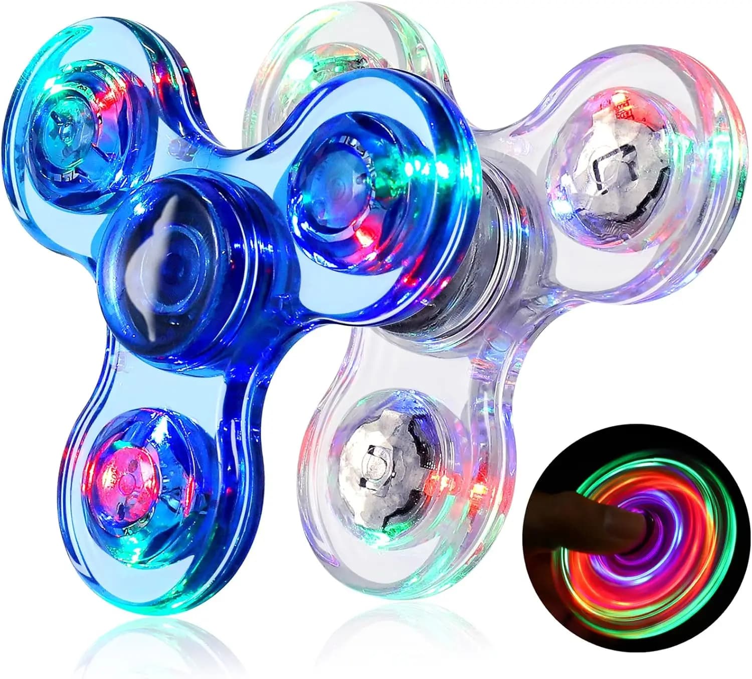 Giocattolo per dita Fidget Spinner con luce a LED Spinner a mano che si illumina al buio Riduzione dello stress e sollievo dall'ansia per bambini