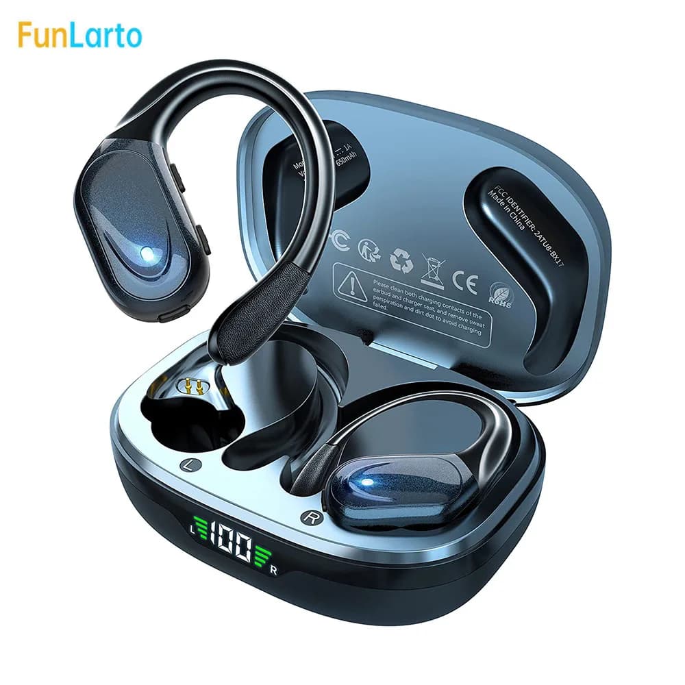 Auricolari da corsa wireless 75 ore di durata della batteria Auricolari over the ear con ganci per le orecchie Auricolari Bluetooth wireless a mani libere