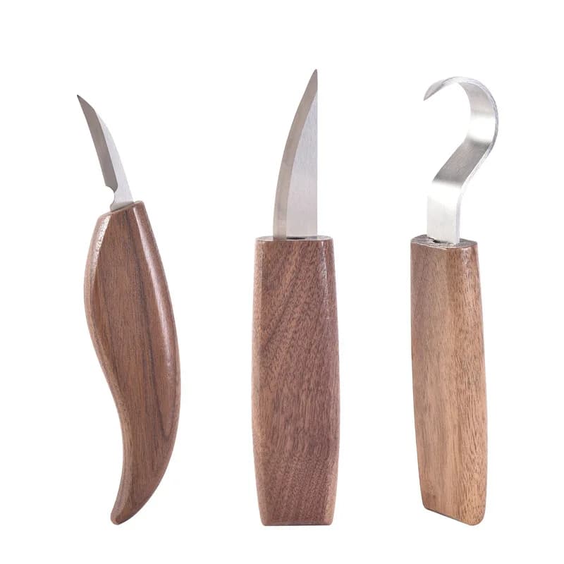 Set di Coltelli per Intaglio del Legno, Utensili Manuali, Cucchiaio per Scavare, Lama per Intaglio, Machete in Acciaio Cromato, Coltello per Tagliare il Legno