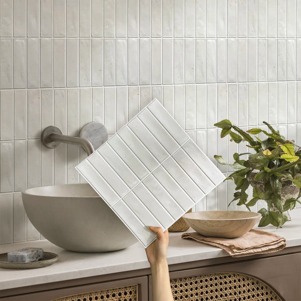 10 self-adhesive 3D tile stickers for tiles, wall stickers for bathroom, water resistant and mold, 30x30 cm