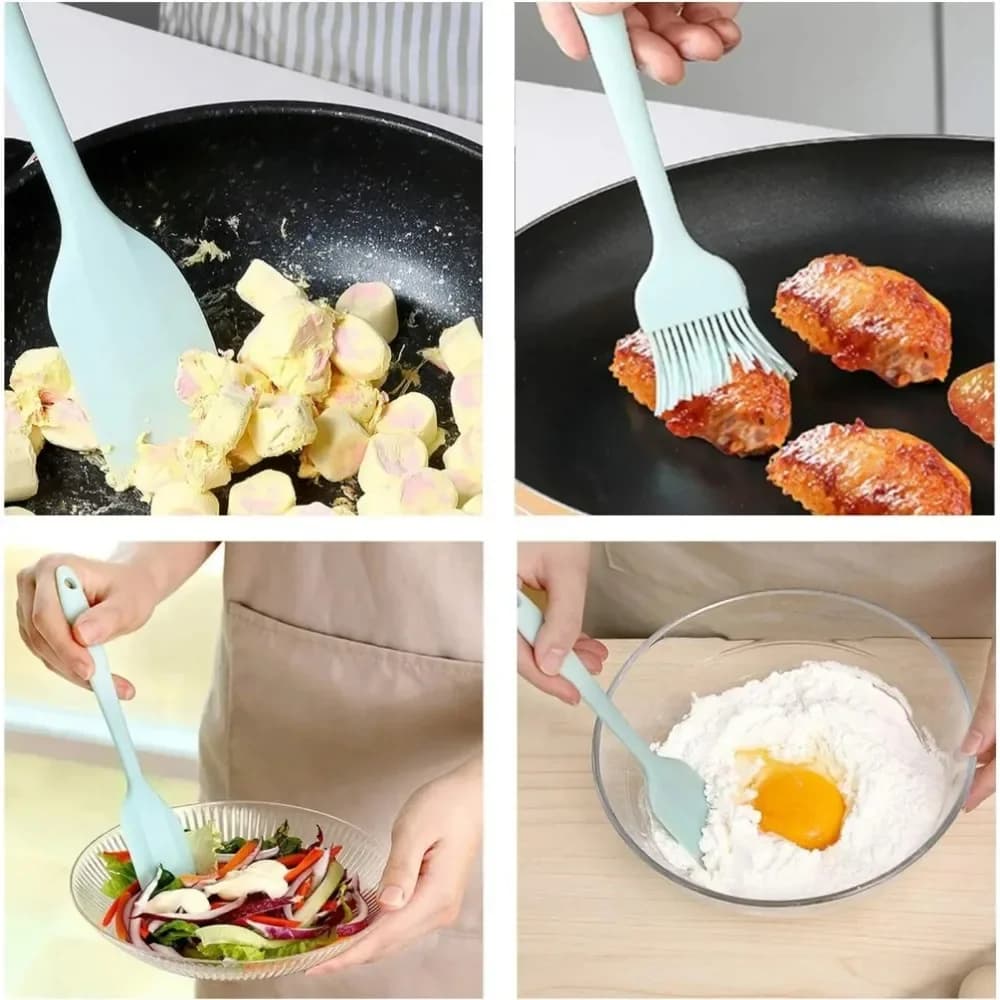 Set di utensili da cucina in silicone da 6 pezzi, spatola color crema, pennello per olio, set di raschietti di diverse dimensioni