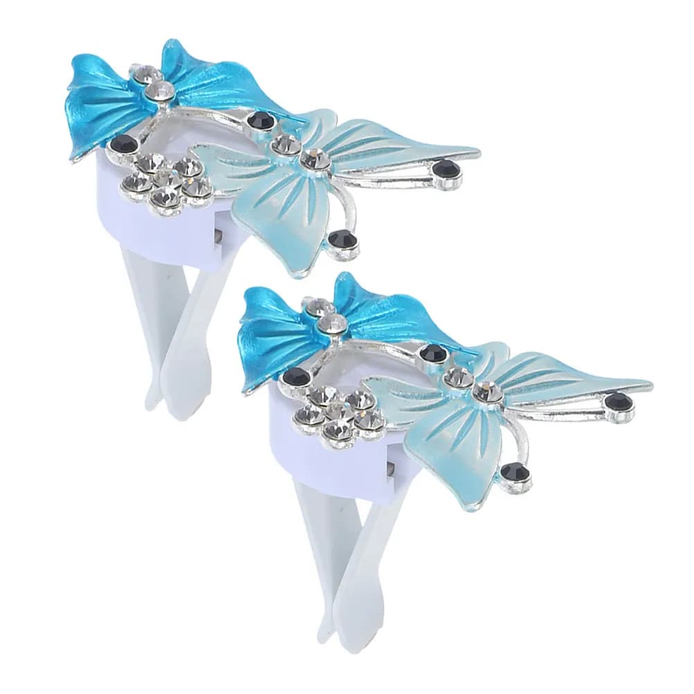 2 scented butterfly shaped clips for car air vents, with rhinestones, for aromatherapy and interior decoration car