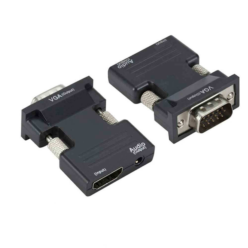 Female Converter- VGA compatible male HDMI 3.5 mm audio adapter Support 1080P signal output converter with audio cables