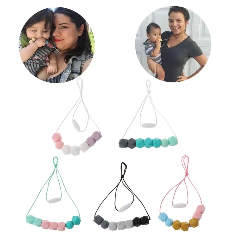 Collana per la dentizione del bambino collana per allattamento con perline in Silicone di sicurezza massaggiagengive masticabile per madre e bambino senza BPA