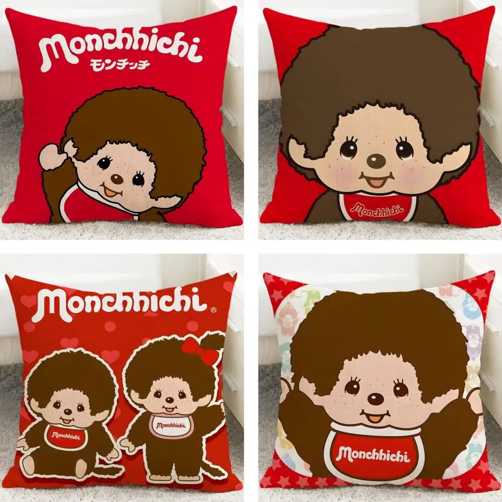 Doll Monchhichis Cushion Cover Cushion Covers Natural Linen Breathable Sofa Bedroom Decor Pillowcase