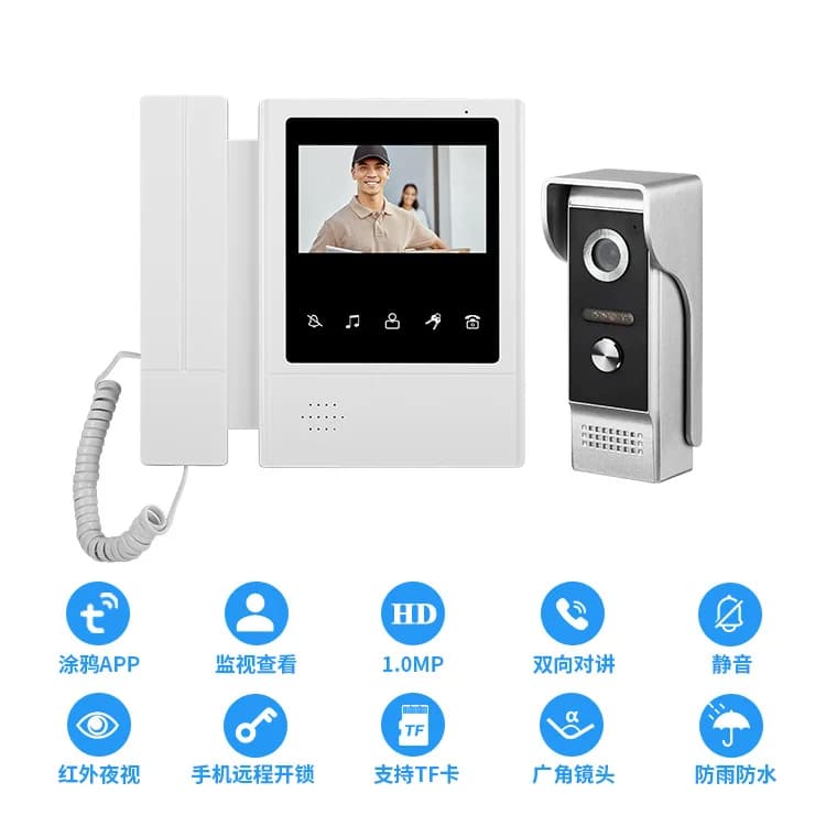 4.3Inch IPS Screen WIFI Door Phone Intercom Visual Doorbell 120Degree Wide Angle Home Security Door Viewer