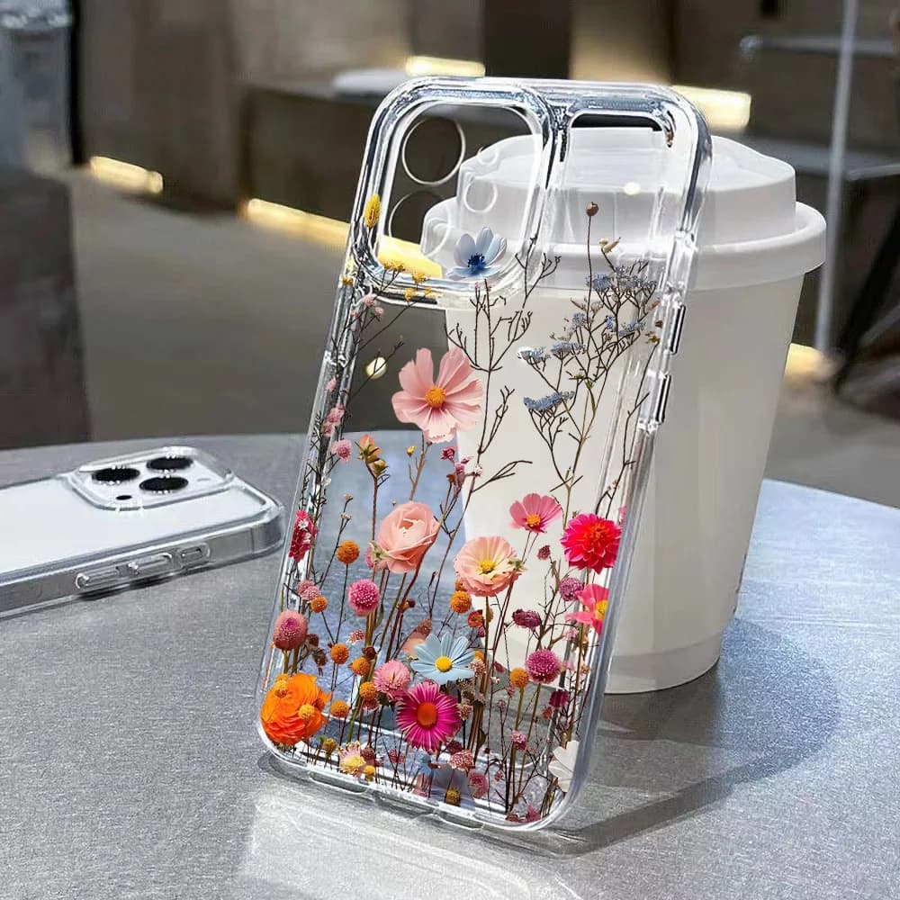 Custodia Trasparente con Fiori Carini Antiurto per Samsung Galaxy A56 5G A36 S26 S25 Ultra S24 FE S23 A57 A37 A55 A54 A26 A07 A17