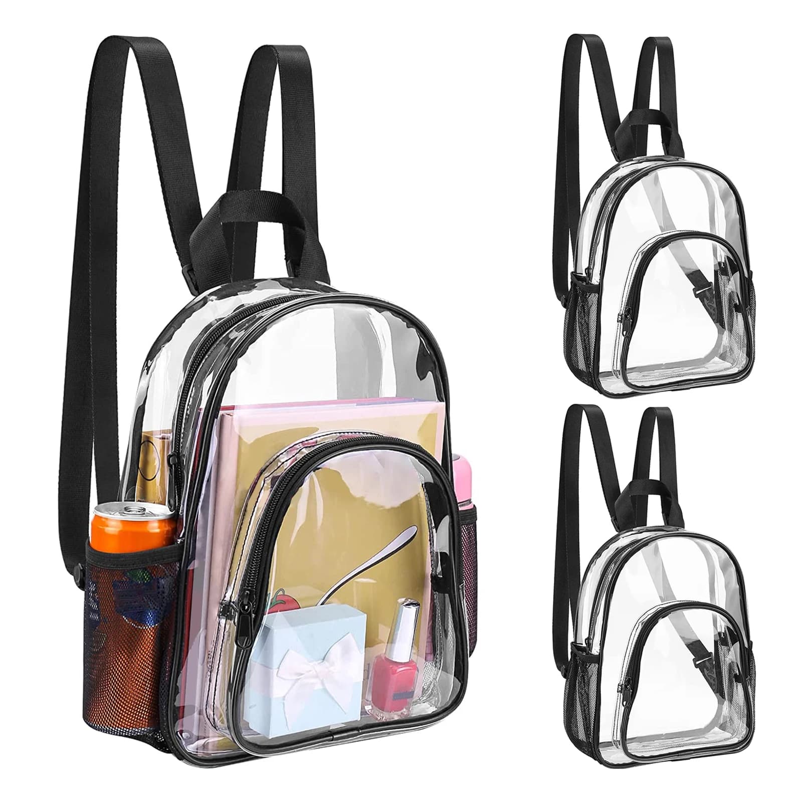 Zaino trasparente in PVC da 1-3 pezzi Zaino portatile per sport all'aria aperta Zaino da viaggio visibile da viaggio casual