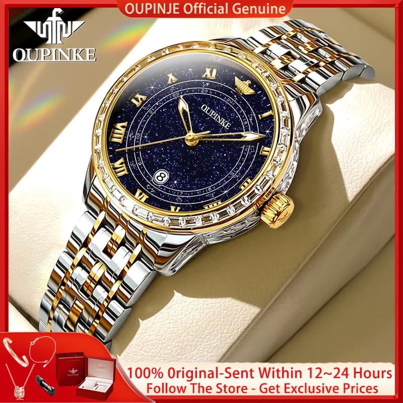OUPINKE 3203 orologio da donna movimento giapponese di lusso orologio meccanico diamante cielo stellato elegante orologio automatico da donna impermeabile