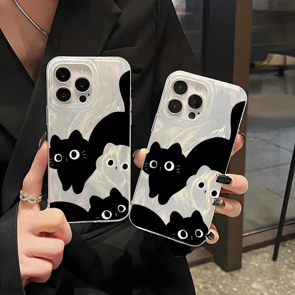 Luxury Cat Phone Case for iPhone 13 11 17 16 Pro Max 15 14 Plus 12 17 Air 16promax 15promax 17promax Hard Plastic Case
