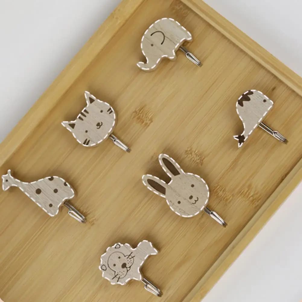 Sympathetic Hanging Hooks Wooden Hooks Wooden Wall Hooks for Cartoon Animated Hangers Durable and Bearing Easy to Install Sticker