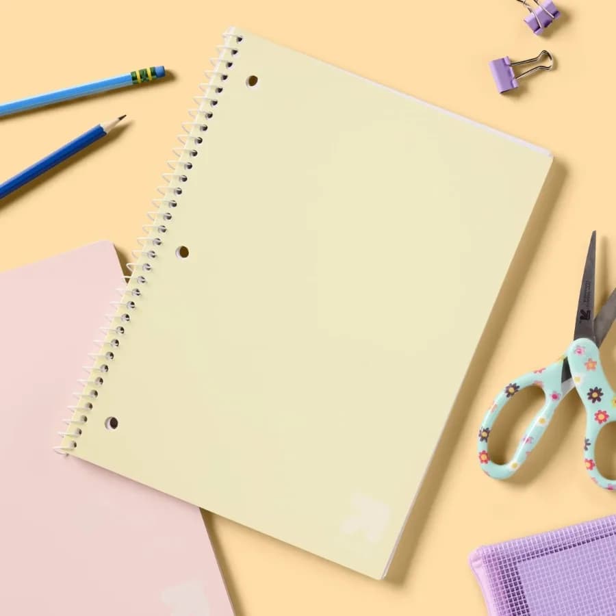 7.5"×9.75" Dot Grid Spiral Notebook, Pastel Yellow Poly Cover 80 Sheets for Student Planning Sketching Office Notes