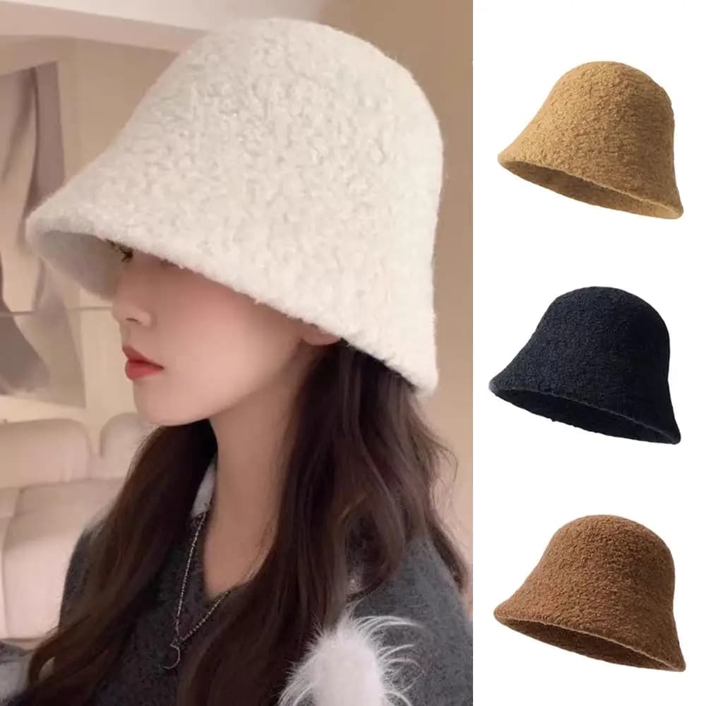 Caldo cappello da pescatore cappello da bacino in peluche berretto da pescatore stile coreano cappelli Panama moda classica inverno casual berretto quotidiano da donna all'aperto