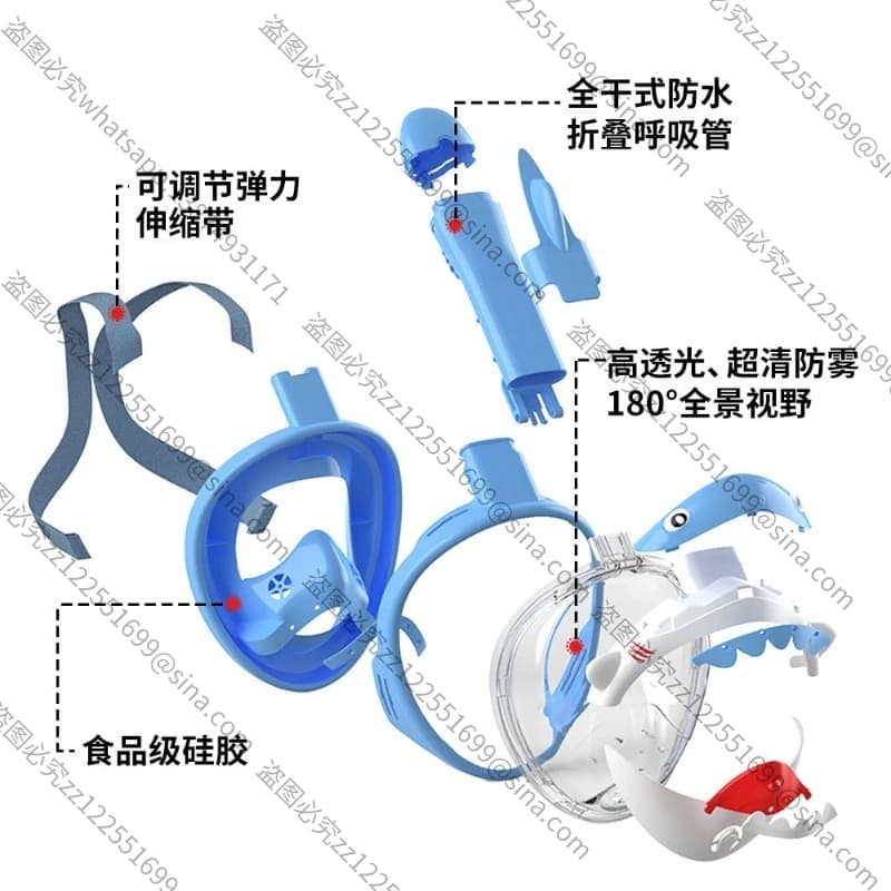 Suitable for children Snorkeling mask Waterproof and anti-foging Occhialini for completely dry immersion Swimming equipment Full immersion mask