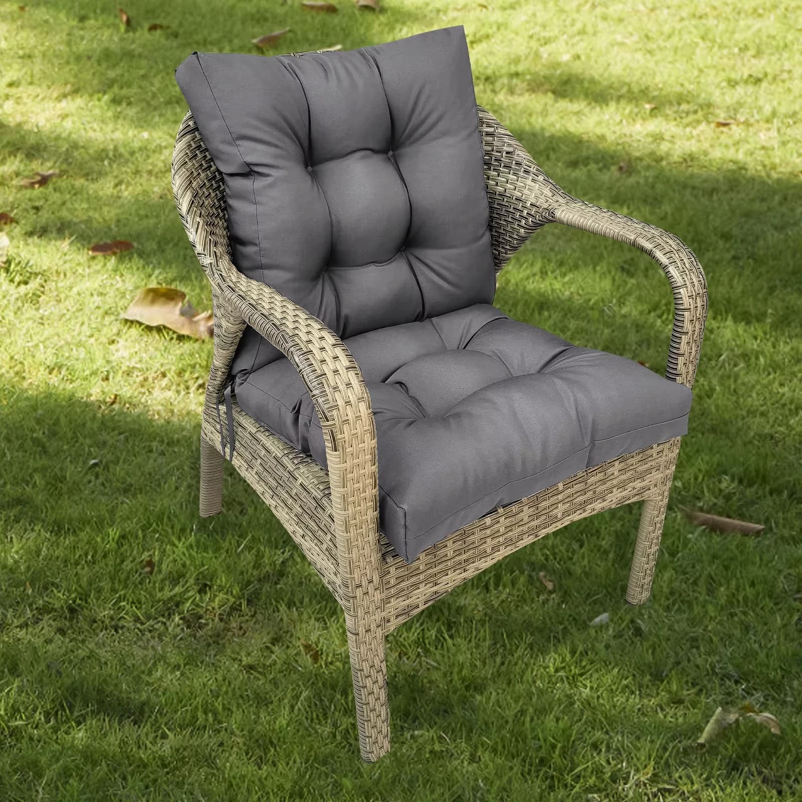 Cuscino per sedia da esterno in vimini a schienale basso, 1 pz, spesso e resistente, per giardino, terrazza, sala da pranzo, cuscino di ricambio per seduta