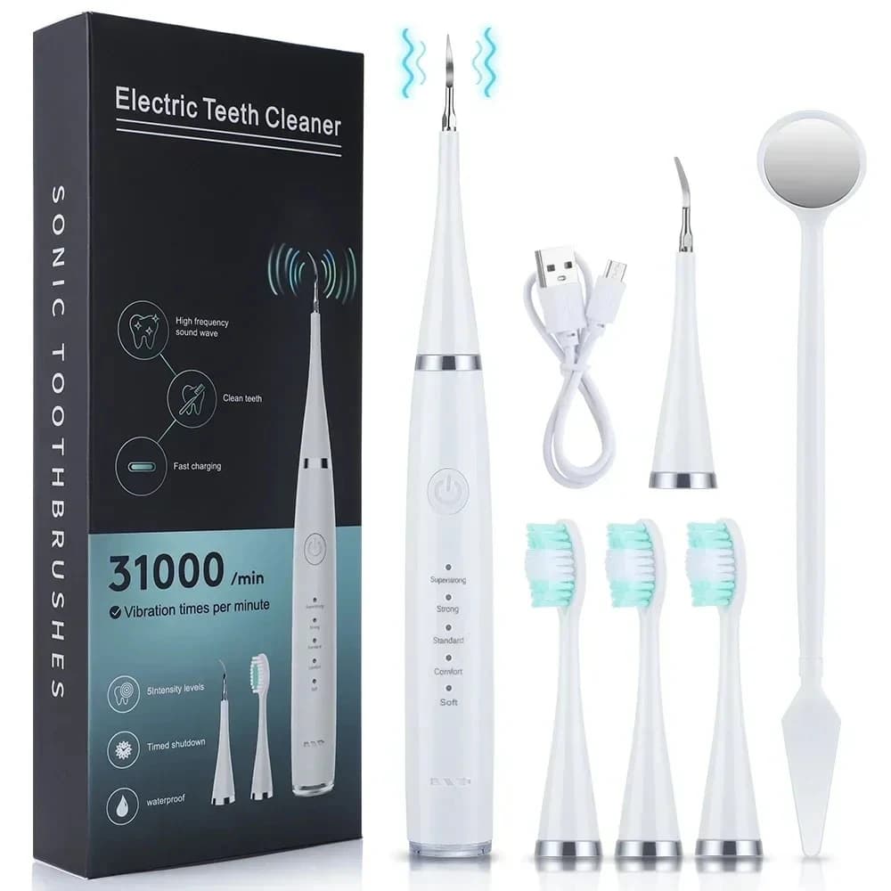 Sonic Electric Toothbrush 3 in 1 USB Rechargeable for Dental Care Tartar Removal Teeth Whitening with Replaceable Brush Heads