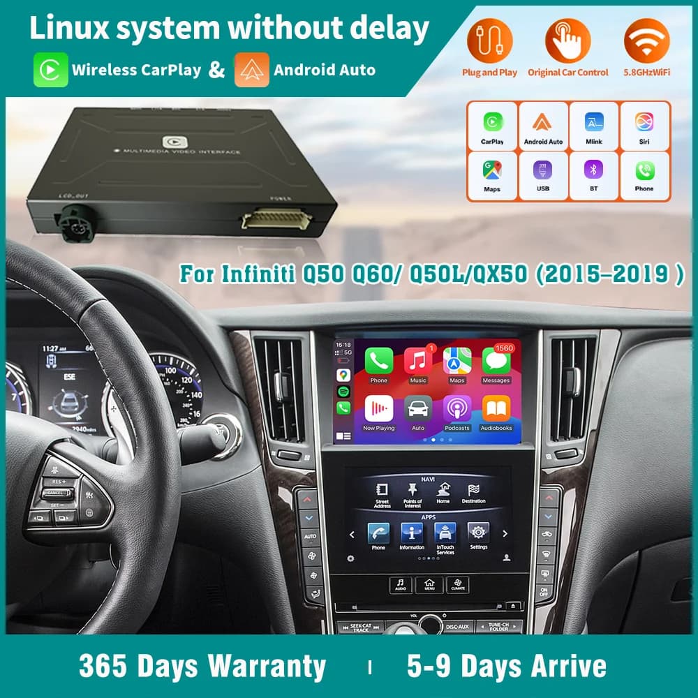 Wireless CarPlay Per Infiniti Q50 Q60 Q50L QX50 2015-2019 Supporto Android Auto DSP Airplay Macchina Fotografica MirrorLink Navi Apple Car play