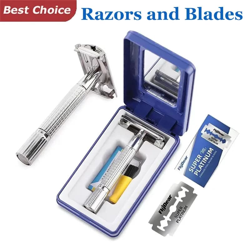 Rasoio da barba da uomo a doppio bordo - Rasoio di sicurezza classico tradizionale per accessori per lo styling del barbiere Kit per la cura dei capelli