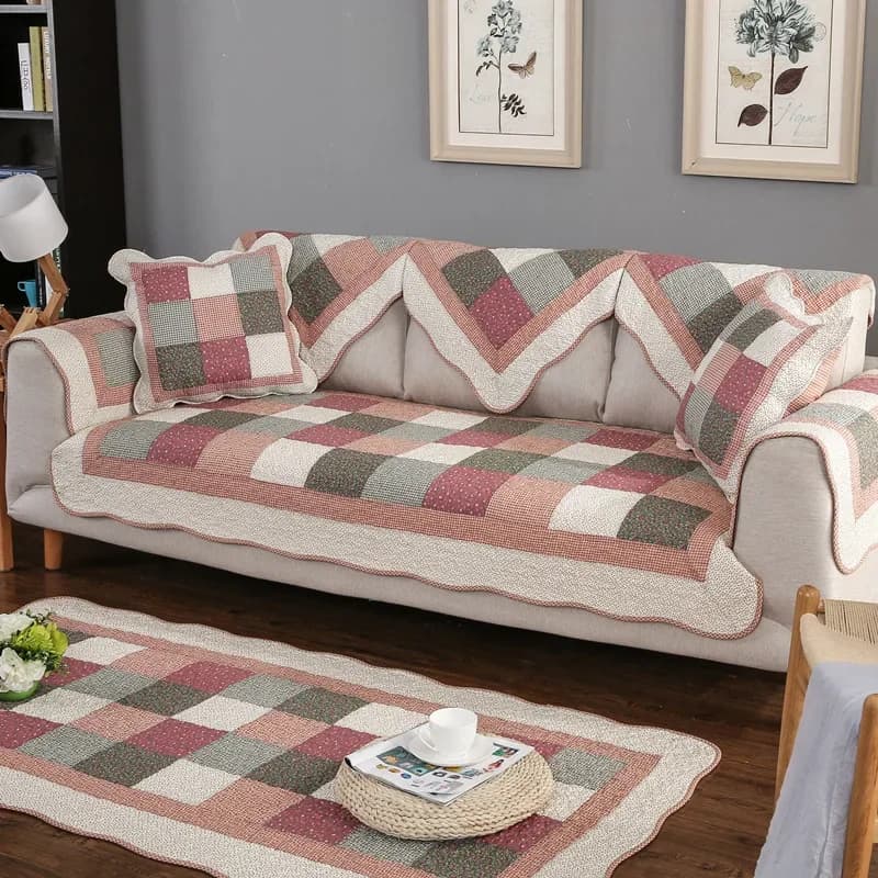 Embroidered Cotton Washed Sofa Cushion Four Seasons Universal Non-slip Cotton Fabric Living Room Sofa Cover