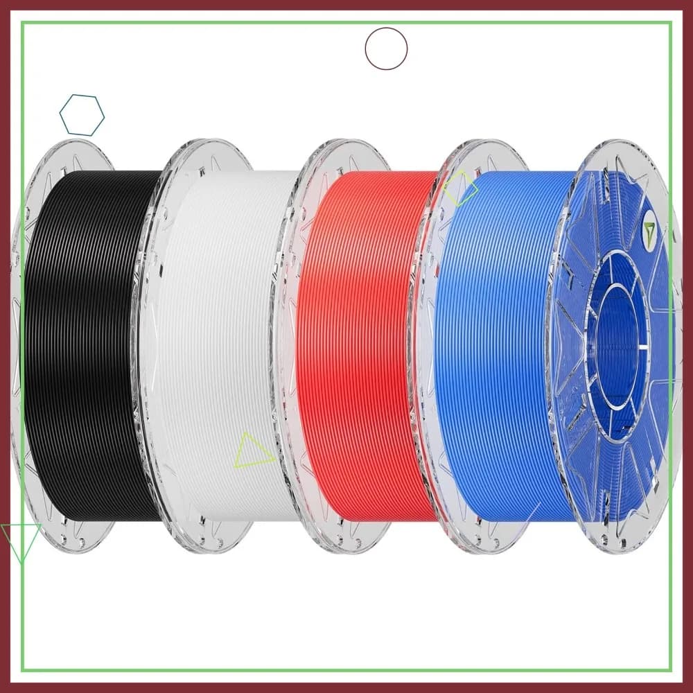 Filamento PLA 1.75mm Confezione da 4KG, Filamento per Stampante 3D ad Alta Velocità 600mm/s, Precisione ±0.03mm, Nero&Bianco&Rosso&Blu