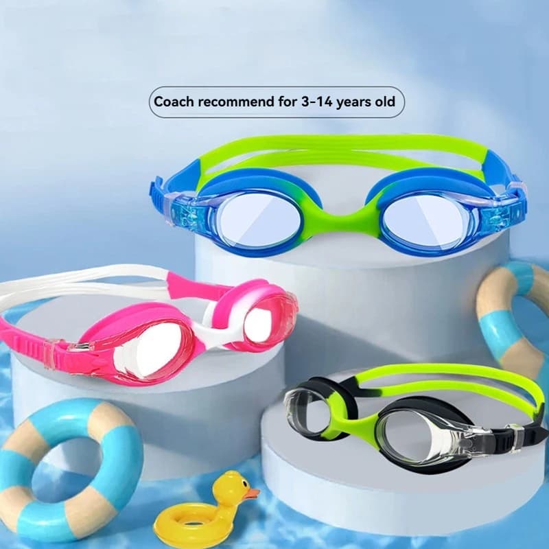 Kids swimming glasses UV clear silicone anti-fog glasses with ear plugs with nose clip Waterproof girls glasses