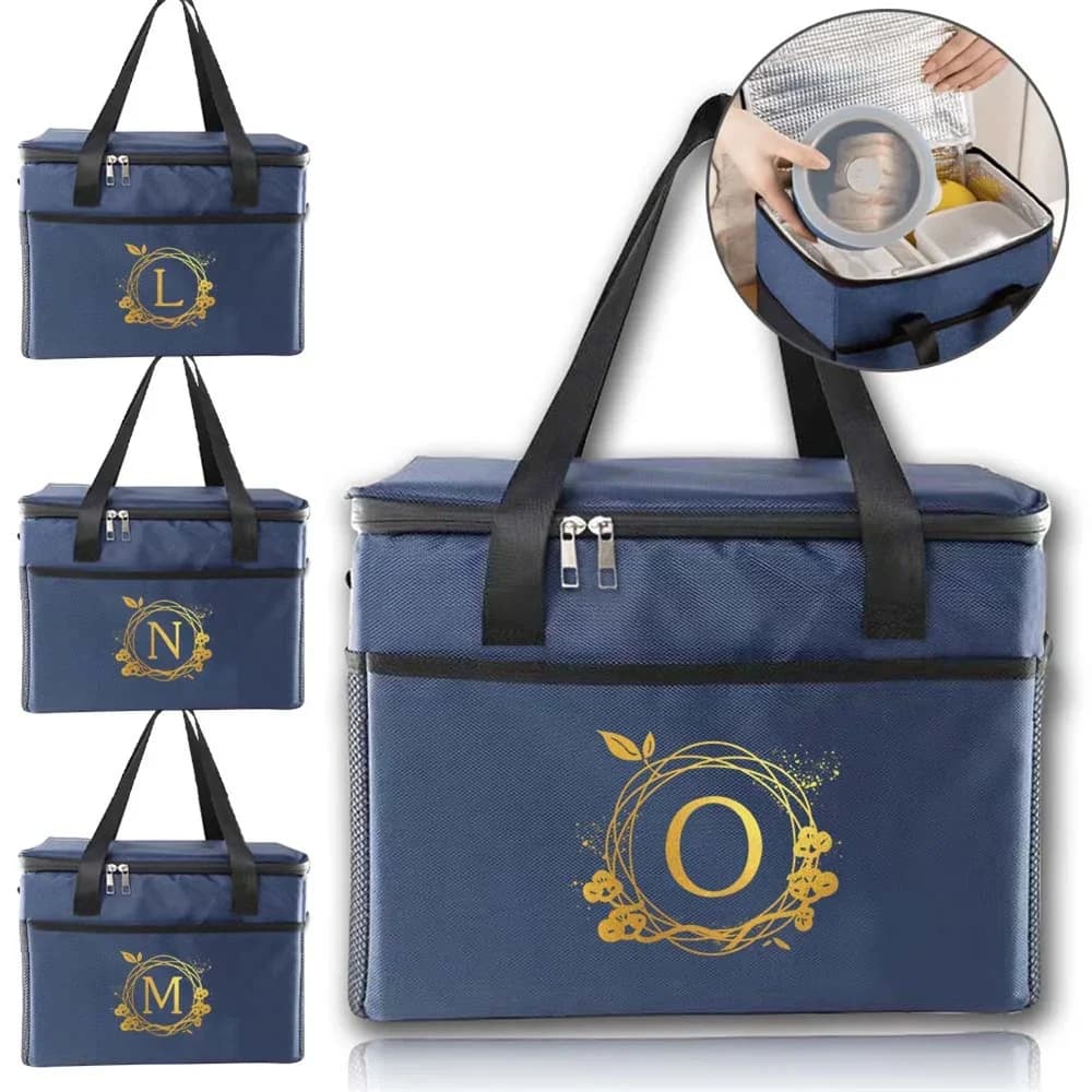 Borsa Termica Portatile, Contenitore Termico per Pranzo, Borsa Frigo Impermeabile per Ufficio, Borsa da Picnic Unisex con Stampa Serie Ghirlanda
