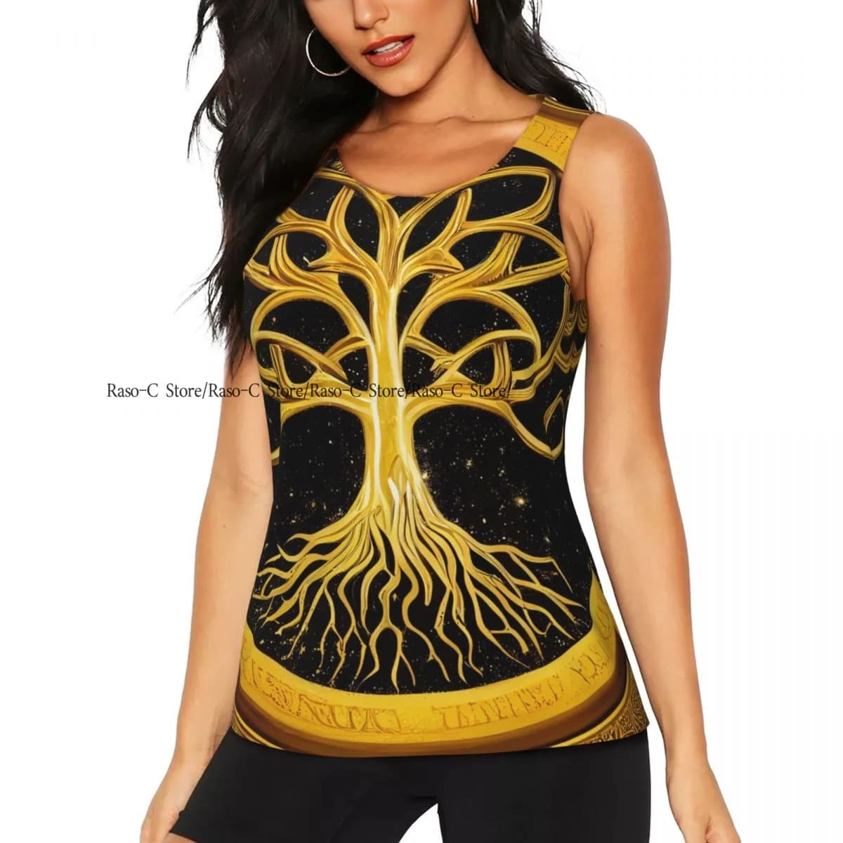 Canotta sexy da donna Albero della vita Canotte celtiche senza maniche girocollo Canotta basic casual femminile