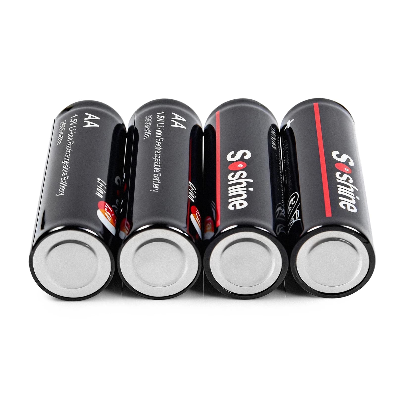 Batterie Ricaricabili Soshine AA 1.5V Li-ion 3900mWh, Batterie al Litio AA 1.5V per Orologi e Rilevatori di Fumo con Caricatore Intelligente AA AAA