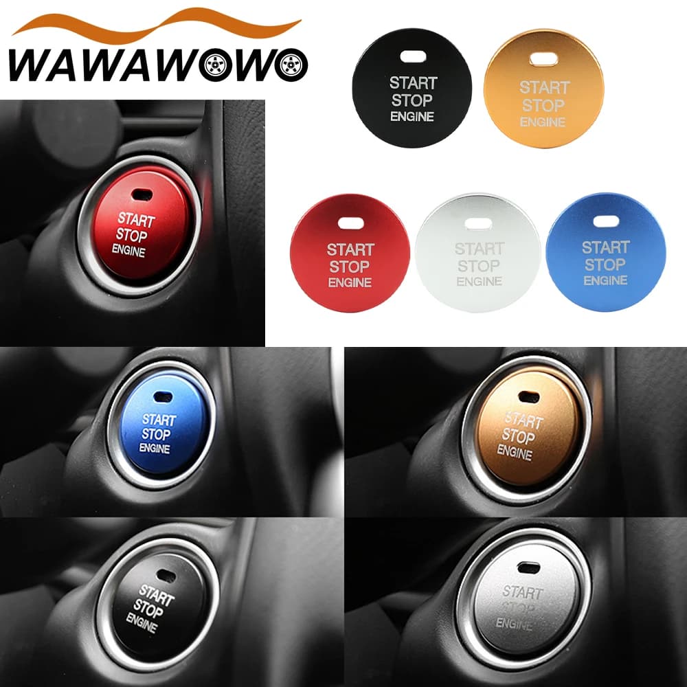 1 pz vera fibra di carbonio copertura Cap compatibile auto interni emblema anello adesivo parti automobilistiche Start Stop pulsante di accensione del motore