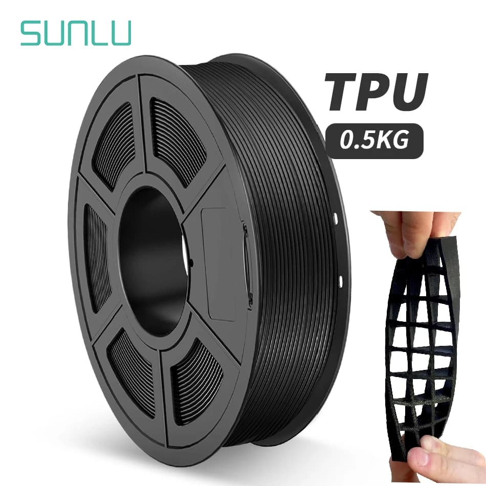 SUNLU 95A TPU Filament 3D Printing 1.75MM 0.5KG Good flexibility Non-toxic Good aging resistance Soft odor prints Toys Shoes